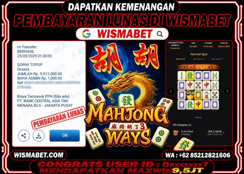 BUKTI KEMENANGAN Mahjong ways Rp9,500,000- LUNAS